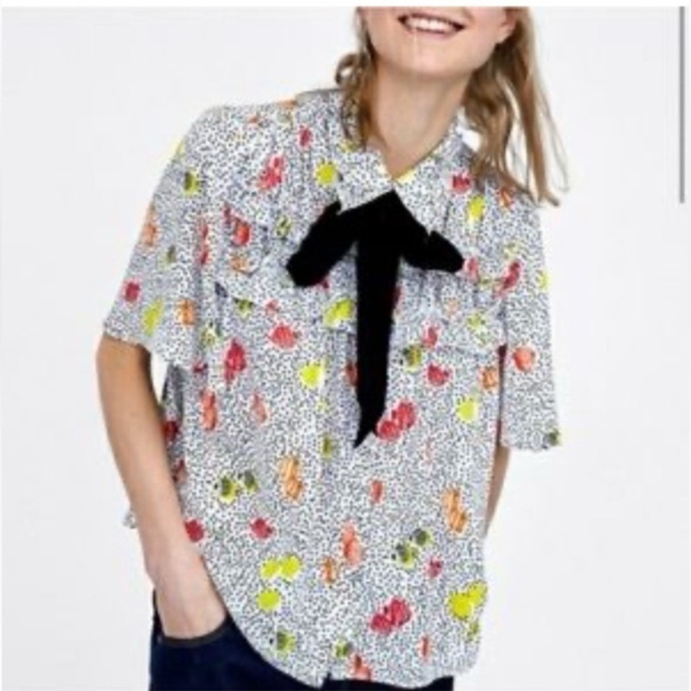 Zara Basic Coral Reef Button Up Blouse - Picture 2 of 9